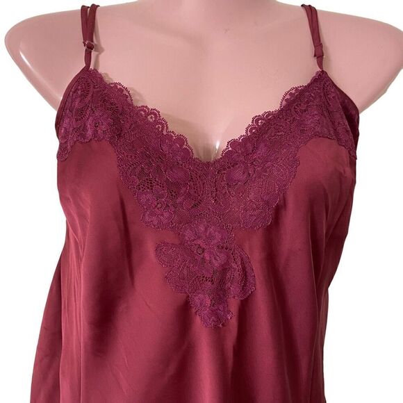 Cacique Robe Nightgown Womens Size 14 / 16 Slip Chemise Gown Set Maroon - Picture 4 of 9